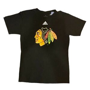 Adidas Mens Chicago Blackhawks Logo Graphic T-Shirt, Black, Medium